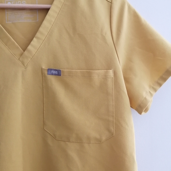 Figs Catarina One Pocket Short Sleeve Scrub Top Yellow Small - Picture 5 of 13